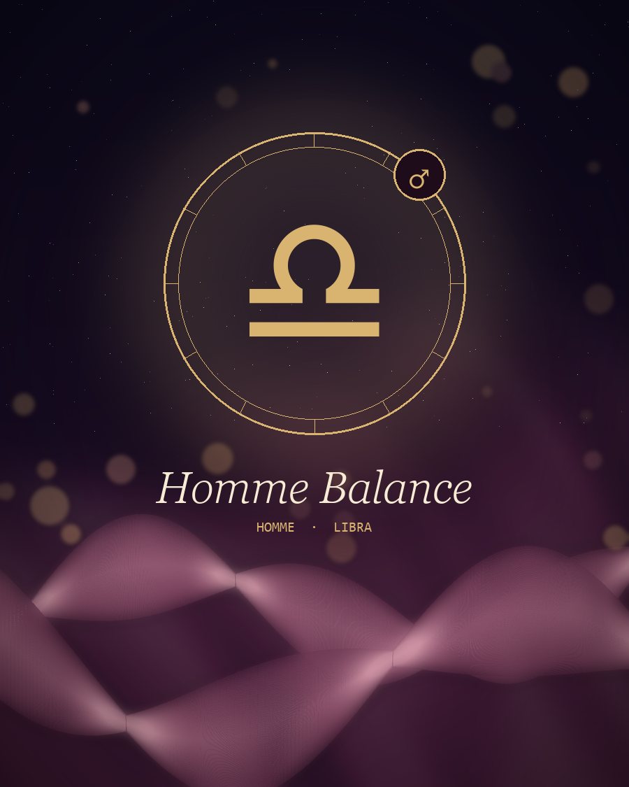 Homme Balance : profil intime, symbole du signe et rubans de soie