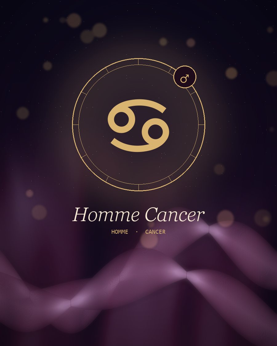 Homme Cancer : profil intime, symbole du signe et rubans de soie