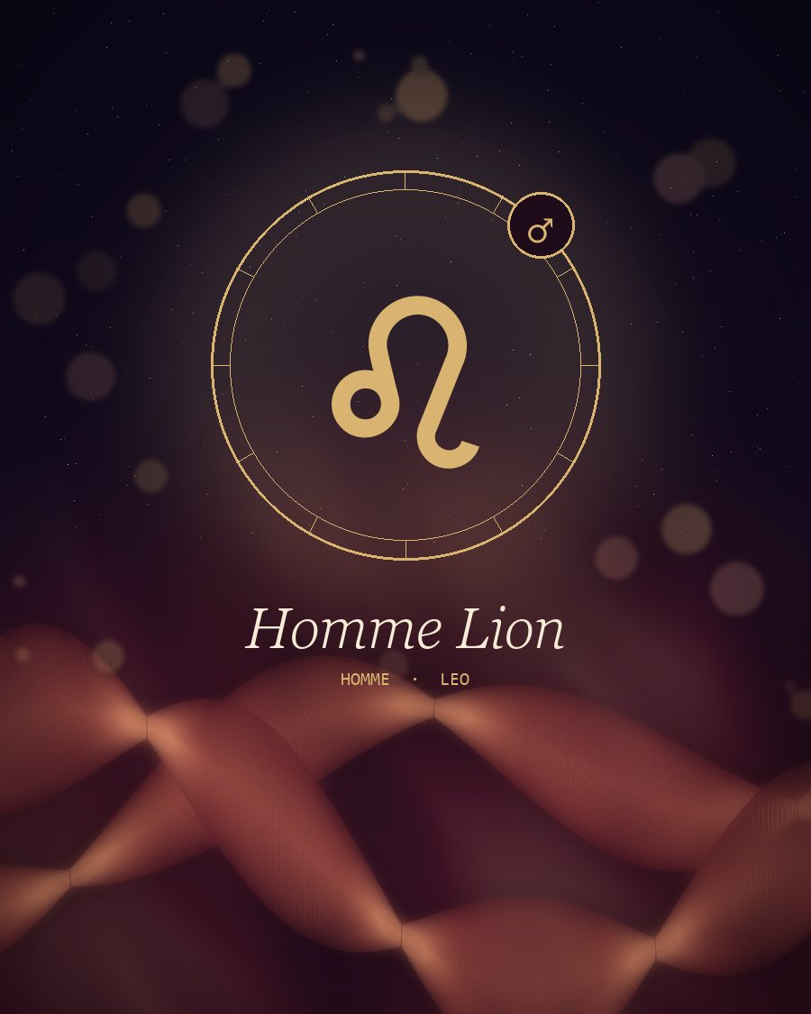 Homme Lion : profil intime, symbole du signe et rubans de soie