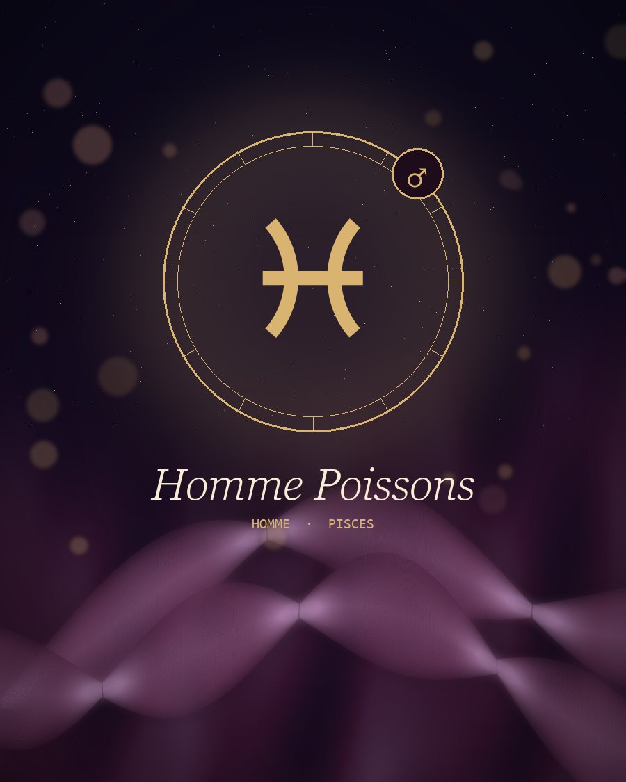 Homme Poissons : profil intime, symbole du signe et rubans de soie