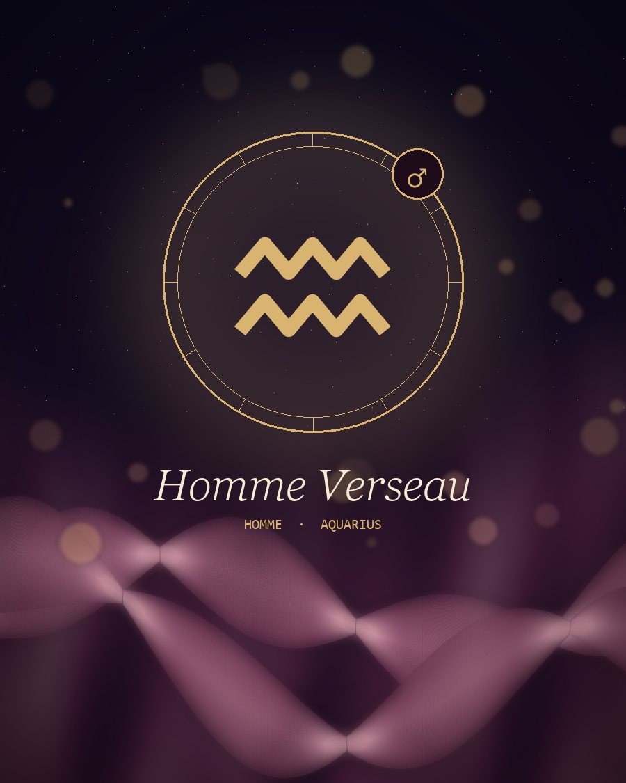 Homme Verseau : profil intime, symbole du signe et rubans de soie